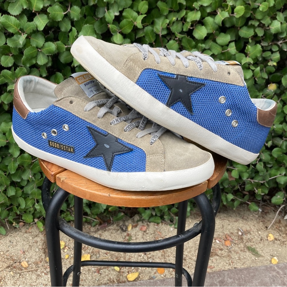 Authentic Golden Goose GGDB Superstar BLUE TAUPE Canvas Sneakers Shoes